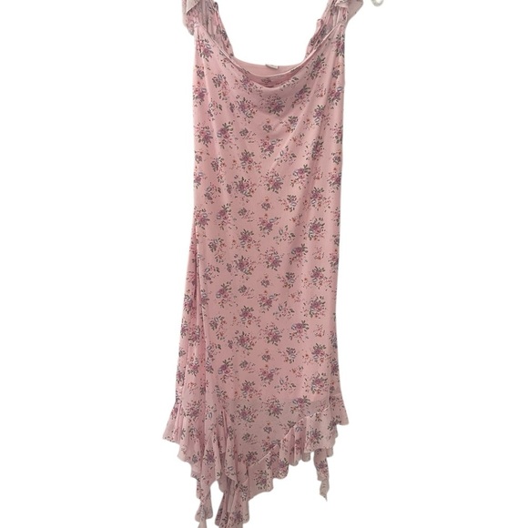 Tinseltown Mesh Ruffle Cold Shoulder Midi Dress Cloud Pink Juniors XS Cowl Neck - Picture 3 of 10